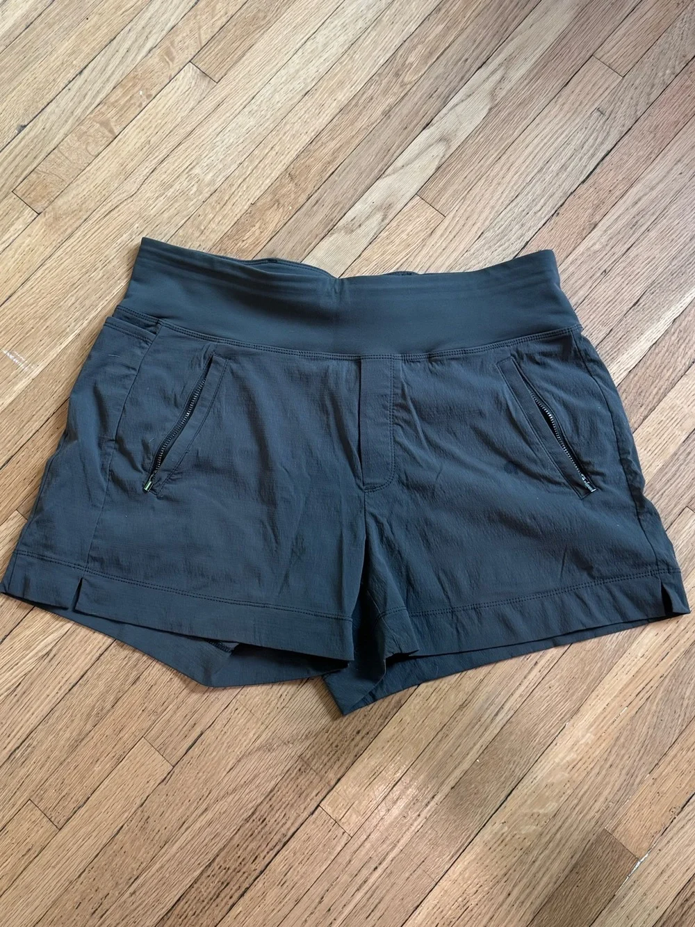 Athleta Black Athletic Zip-Pocket Shorts